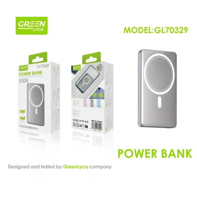 Bateria externa, PD 20W / SEM FIO 15W, 5000MAH, Green Lyca GL70329