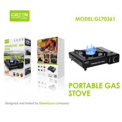 Fogão a gás portátil Lyca GL70361 de 2300 W em aço, cor verde.