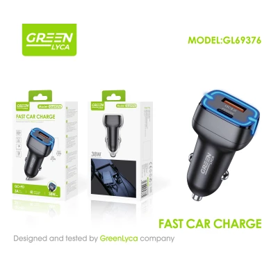 Charger rapide for car 38W USB - c PD and QC3.0 | Fast Car Charger GL69376