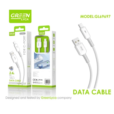 USB cable to USB-C Green Lyca GL69697 2.4A Fast Charge Cable and Data Transfer 120cm wholesale M2TEC wholesaler
