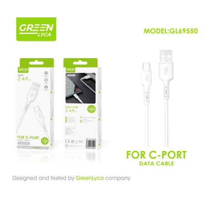 Cabo USB a USB-C Green Lyca GL69550 | Cabo de Carga Rápida 2.4A e Transferência de Dados 100cm por grosso | Maiorista M2TEC