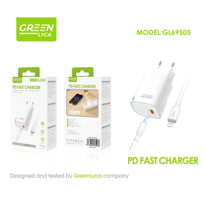Carregador Rápido 33W USB-C Power Delivery com Cabo Lightning Incluido Green Lyca GL69505 por atacado | Grossista M2TEC