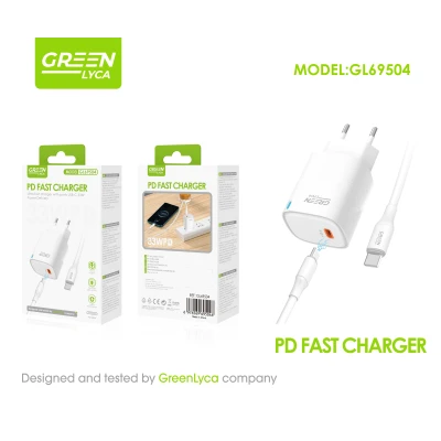 Cargador Rápido 33W USB-C Power Delivery con Cable Lightning Incluido Green Lyca GL69505