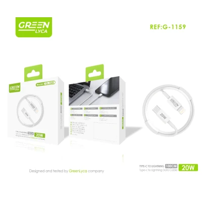 Câble USB-C vers Lightning vert Lyca G-1159 20 W 1 mètre | Charge rapide Power Delivery pour iPhone et iPad