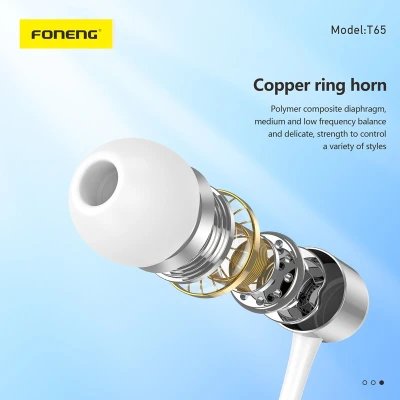 Foneng T65 USB Type-C In-Ear Headphones with Powerful Bass, Microphone, and Metal Housing wholesale | M2TEC Wholesale