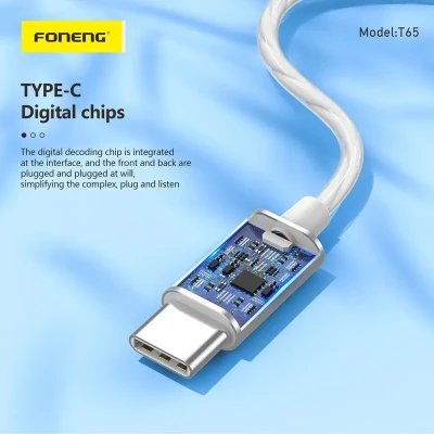 Audiculaires In-Ear USB Type C Foneng T65 Graves Potentiels avec Microphone et Boîtier en gros M2TEC