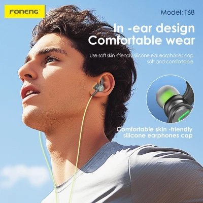 Écouteurs intra-auriculaires de jeu Foneng T68 USB Type-C avec basses puissantes et boîtier en métal en gros | Grossiste M2TEC