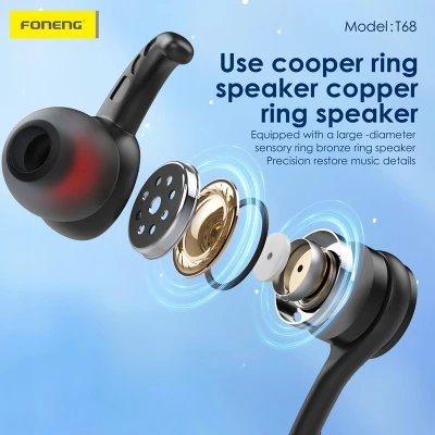 Écouteurs intra-auriculaires de jeu Foneng T68 USB Type-C avec basses puissantes et boîtier en métal en gros | Grossiste M2TEC