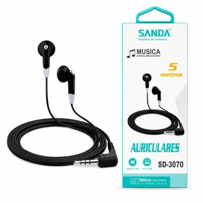 Casque stéréo Sanda SD-3070 avec prise jack 3,5 mm et câble extra long de 5 mètres
