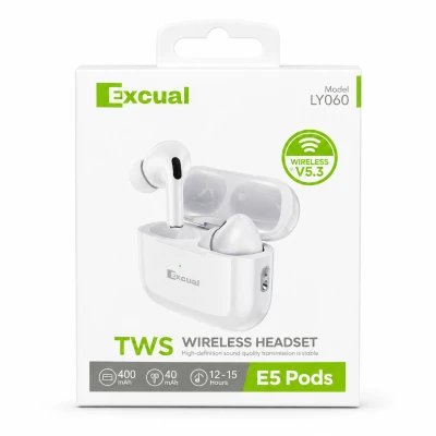 Excual LY060 E5 Pods TWS Wireless Earphones V5.3, 15H Battery Life