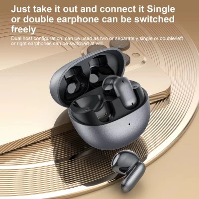 Auscultadores sem fios TWS Bluetooth 6.0 Semi In-Ear com controlo tátil e estojo de carregamento