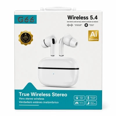 Auriculares Inalámbricos TWS G66 Bluetooth 5.4 con IA Traductor y Estuche de Carga