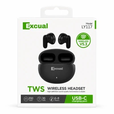 Écouteurs sans fil Excual LY117 TWS Bluetooth 5.3 USB-C avec étui de c