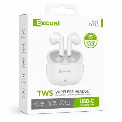Fones de ouvido sem fio Excual LY118 V5.3 TWS no atacado | Atacadista M2TEC