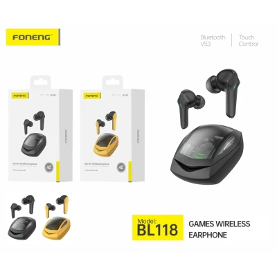 Foneng BL118 TWS Fones de ouvido para jogos Bluetooth 5.3 com controle por toque