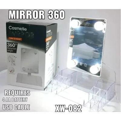Espejo Maquillaje LED 360 con Organizador XW-082