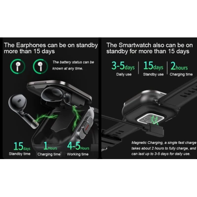 Smartwatch con Auriculares Inalámbricos Integrados, Carga Magnética y Autonomía 3-5 Días %category-name%
