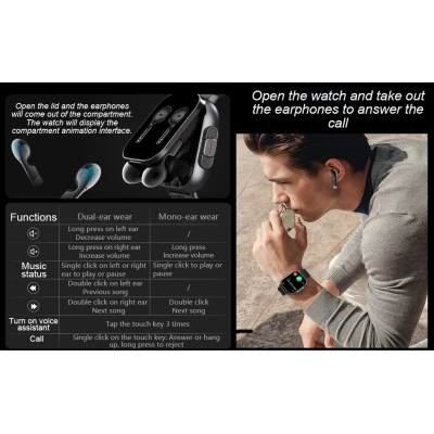 Smartwatch con Auriculares Inalámbricos Integrados, Carga Magnética y Autonomía 3-5 Días %category-name%