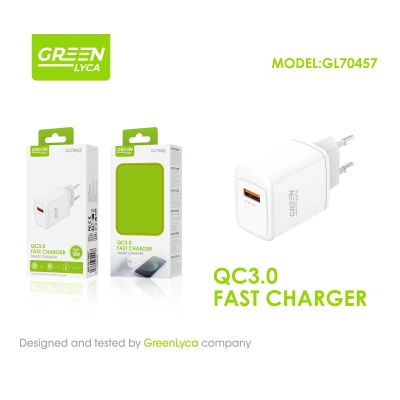 copy of Cargador Rápido GreenLyca GL70458 QC 3.0 18W USB con Cable USB-C 1 Metro