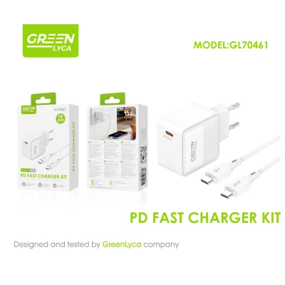 copy of Cargador Rápido GreenLyca GL70458 QC 3.0 18W USB con Cable USB-C 1 Metro