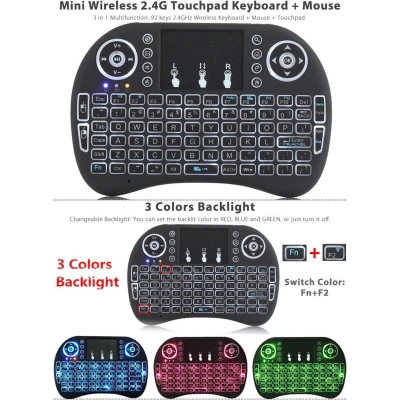 Mini Teclado Inalámbrico 2.4G Touchpad Retroiluminado LED