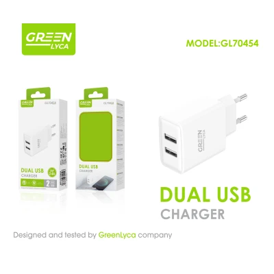 GreenLyca GL70454 Dual USB 2.4A Wall Charger for Smartphones and Tablets