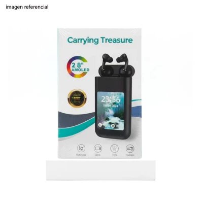Fones de ouvido TWS Carrying Treasure com tela AMOLED de 2,8” e função multimídia.