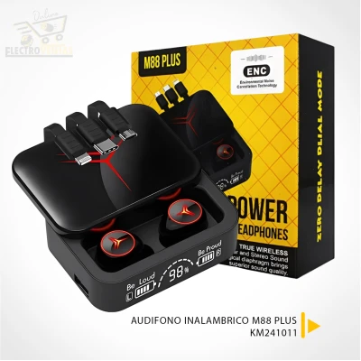 Auriculares Bluetooth 5.3 M88 Plus Power Headphones con ENC y Caja 2000mA %category-name%