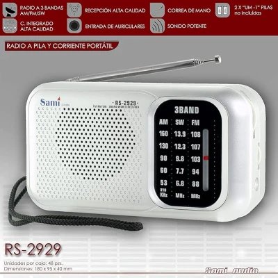Rádio portátil Sami RS-2929 AM/FM/SW de 3 bandas no atacado | Atacadista M2TEC