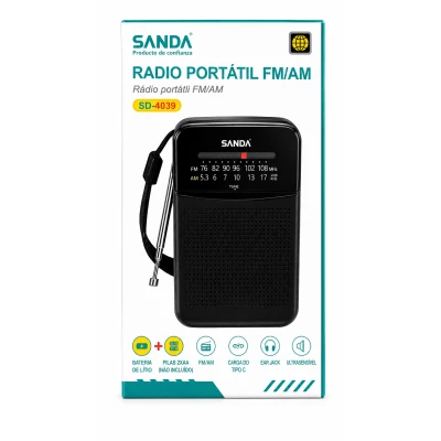 Radio portable FM/AM rechargeable Sanda SD-4039 avec port USB-C et pri