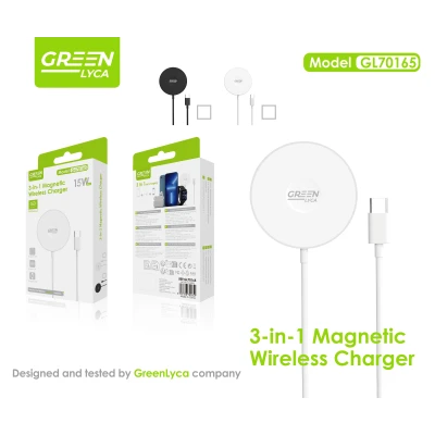 Chargeur sans fil magnétique 3 en 1 GreenLyca GL70165 15 W USB-C