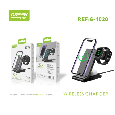 GreenLyca G-1020 15W 3-in-1 Wireless Charger for Smartphone, Smartwatch and Headphones