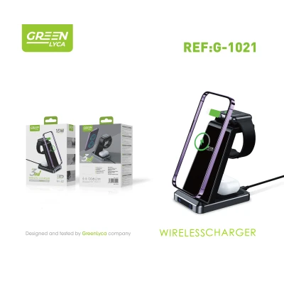 GreenLyca G-1021 3-in-1 15W Wireless Charger for Smartphone, Smartwatch, and Earphones