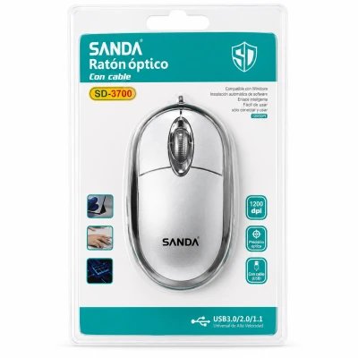 Souris optique filaire SANDA SD-3700 USB 1200 DPI Argent