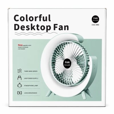 Ventilateur de bureau USB coloré avec lampe d'ambiance
