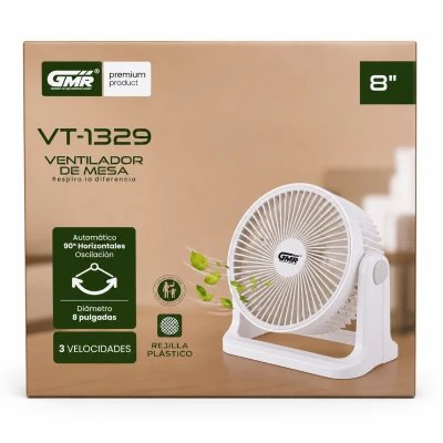 Ventilador de Mesa GMR VT-1329 8” 3 Velocidades con Oscilación 90°