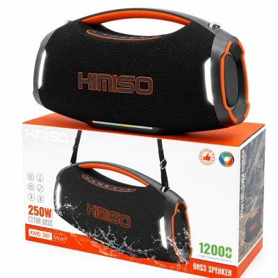 Enceinte Bluetooth portable HIMISO KMS-381 : puissance maximale de 250 W, basses renforcées et batterie de 12 000 mAh.