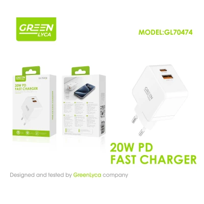 Green Lyca GL70474 20W PD USB-C + QC 3.0 Fast Charger wholesale | M2TEC