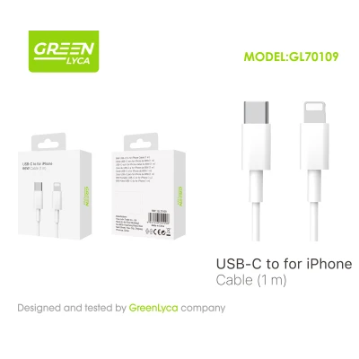 USB-C cable to Lightning 66W 1m Green Lyca GL70109 wholesale M2TEC wholesaler
