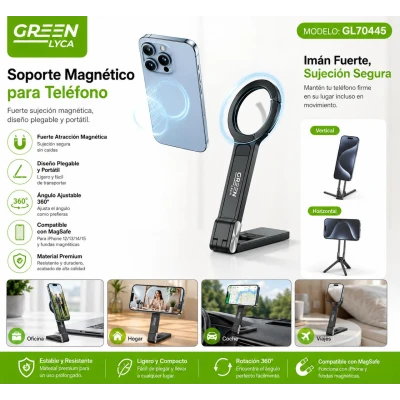 GreenLyca GL70445 Multifunctional Foldable Magnetic Smartphone Holder wholesale | M2TEC Wholesale