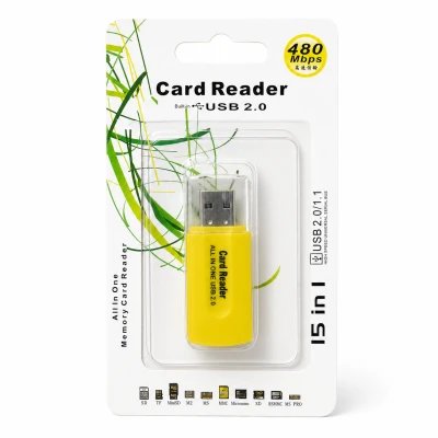 Leitor de Cartões USB 2.0 15 em 1 480 Mbps All in One Card Reader