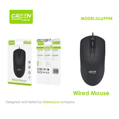 Green Lyca GL69994 Ergonomic USB Wired Mouse, 800 DPI