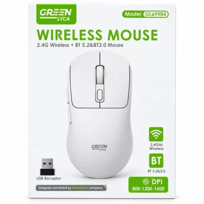 Rato sem fios Green Lyca GL69984 branco Bluetooth + 2.4G