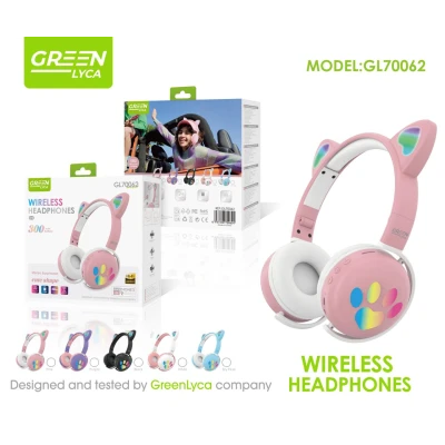 Auriculares inalámbricos infantiles Green Lyca GL70062 con orejas de g