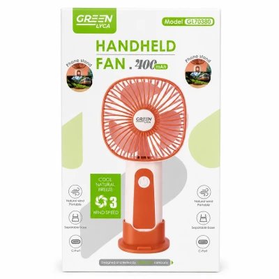 Handheld fan Green Lyca GL70380, 400 mAh, 3 speeds, load USB-C