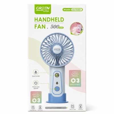 Ventilador portátil Green Lyca GL70381, 500 mAh, 3 velocidades, com spray