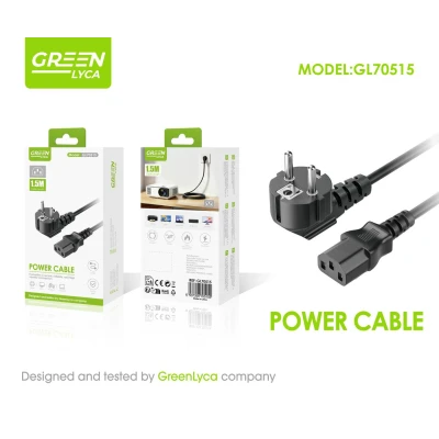 Power Cable Schuko to C13 1.5 m Green Lyca GL70515