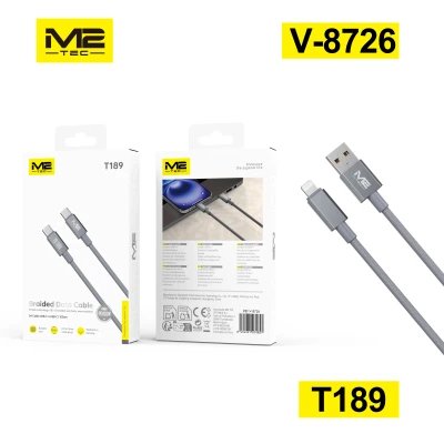 Cable de datos trenzado M2TEC T189 USB-C a USB-C 100cm 100W