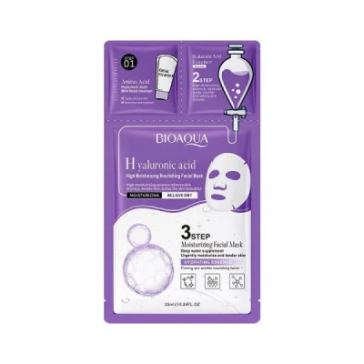 MASCARILLA FACIAL 3 PASOS ÁCIDO HIALURÓNICO Y AMINOÁCIDOS (0.8g + 0...