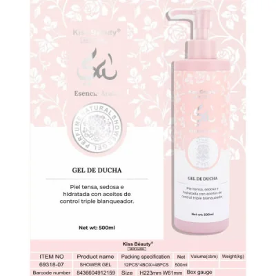 Gel de Ducha Kiss Beauty 500 ml (limpieza refrescante y natural) pa...